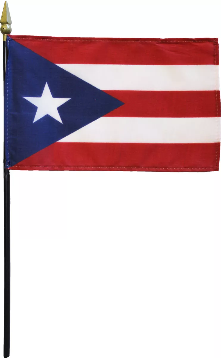 Puerto Rico - 4"X6" Stick Flag - 4" x 6", Without Fringe