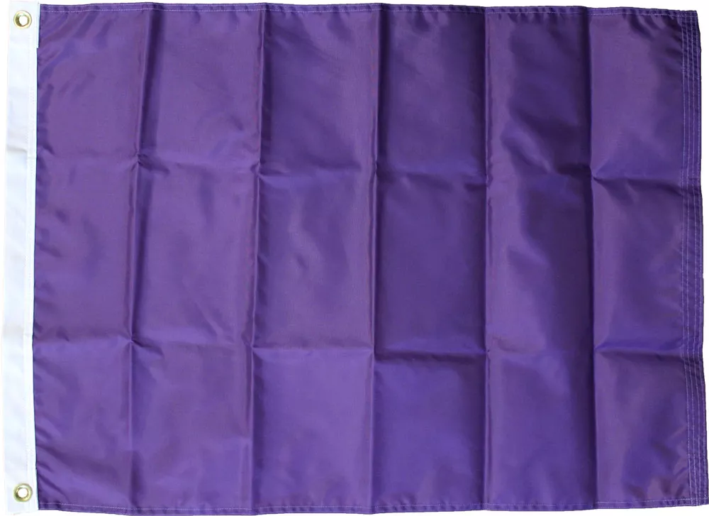 Purple - 12" x 18" Solid Color Nylon Flag - Nylon, Without Fringe, Grommets