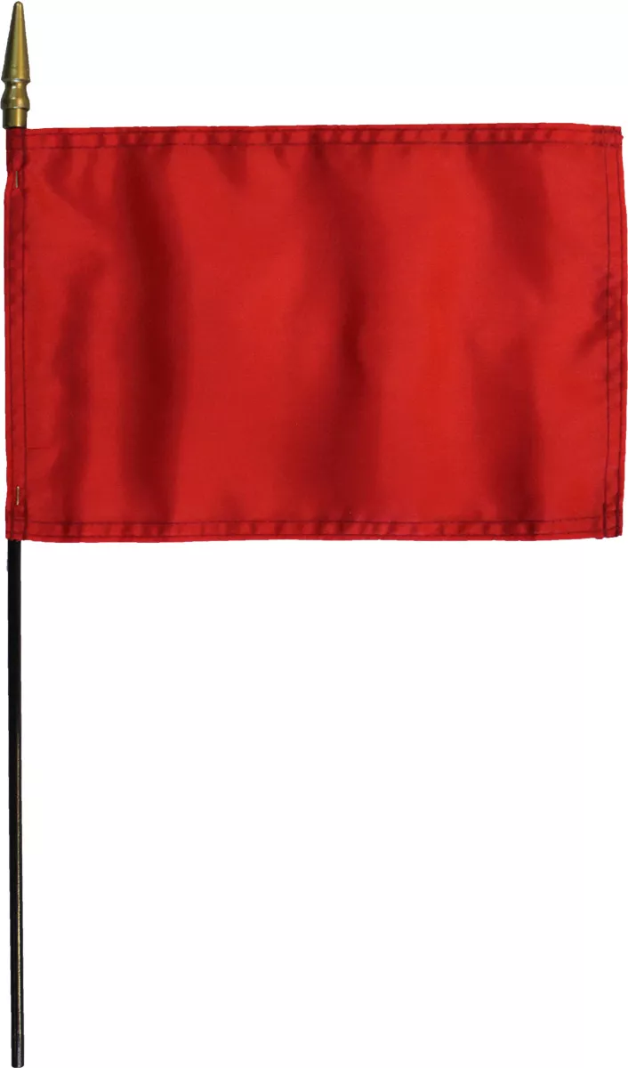 Red - 8" x 12" Solid Color Stick Flag - 8" x 12", Without Fringe