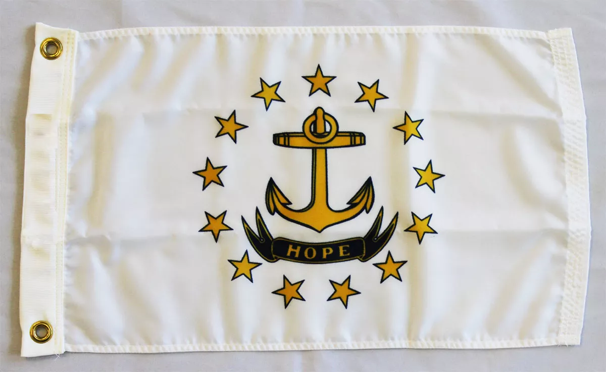 Rhode Island - 12"X18" Nylon Flag - Nylon, Without Fringe, Grommets, Dyed