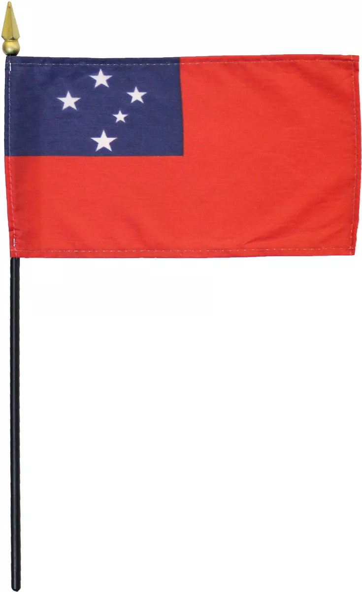 Samoa - 4"X6" Stick Flag - 4" x 6", Without Fringe