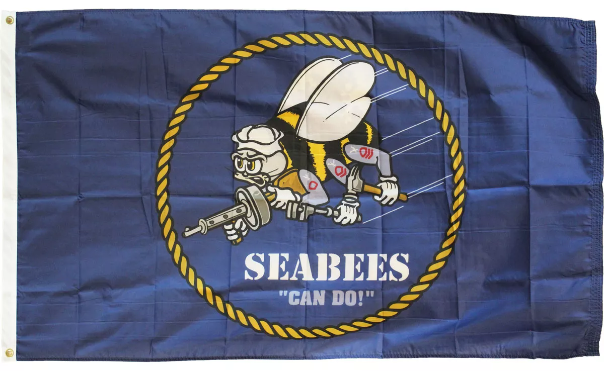 Seabees - 3'X5' Nylon Flag - Nylon, 3' x 5', Without Fringe