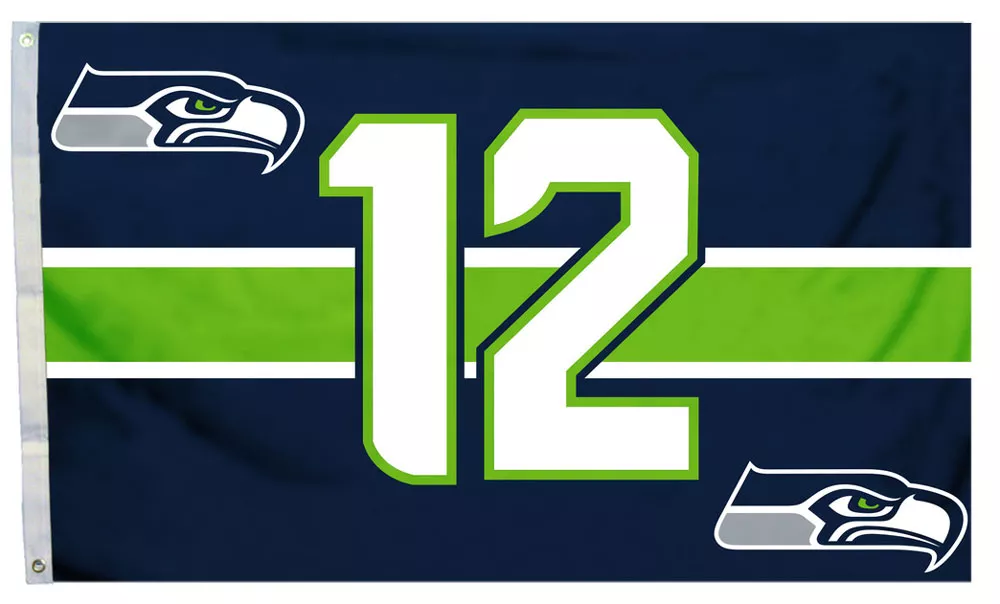 Seattle Seahawks - 3' x 5' NFL Polyester Flag (12th Man) - Medium Knit Polyester, 3' x 5', Without Fringe, Grommets, Dyed