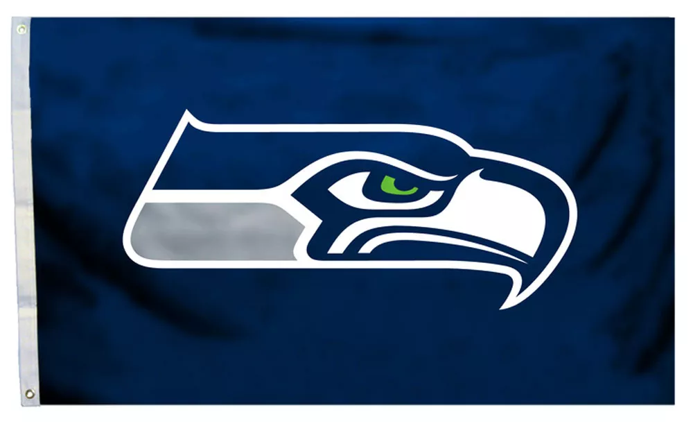 Seattle Seahawks - 3' x 5' NFL Polyester Flag (Logo Design) - Medium Knit Polyester, 3' x 5', Without Fringe, Grommets, Dyed