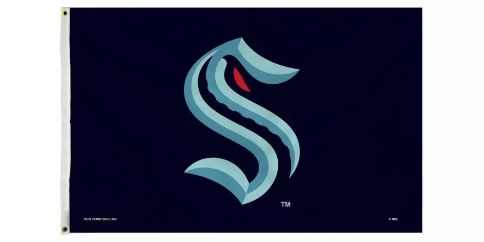 Seattle Kraken - 3' x 5' NHL Polyester Flag - Medium Knit Polyester, 3' x 5', Without Fringe, Grommets, Dyed