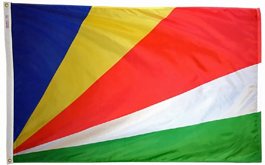Seychelles - 5'X8' Nylon Flag - Nylon, Without Fringe, Grommets