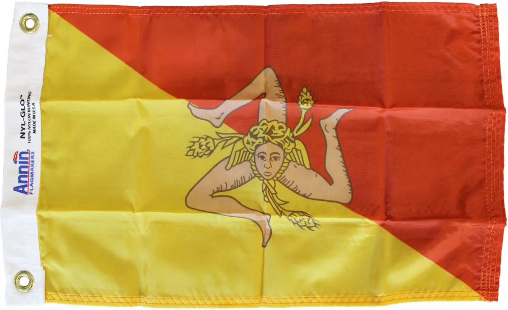 Sicily - 12"X18" Nylon Flag - Nylon, Without Fringe, Grommets