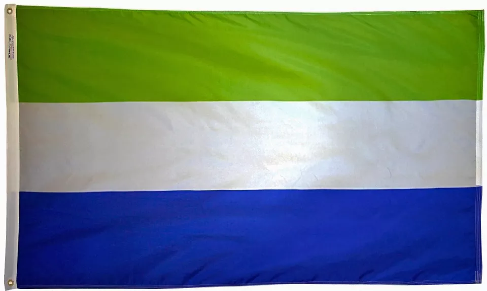 Sierra Leone - 5'X8' Nylon Flag - Nylon, Without Fringe, Grommets