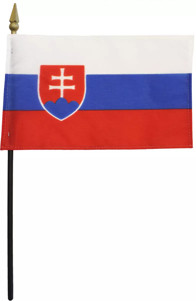 Slovakia - 4"X6" Stick Flag - 4" x 6", Without Fringe
