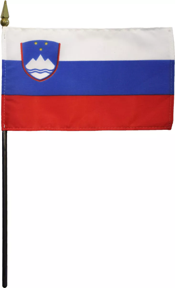 Slovenia - 4"X6" Stick Flag - 4" x 6", Without Fringe