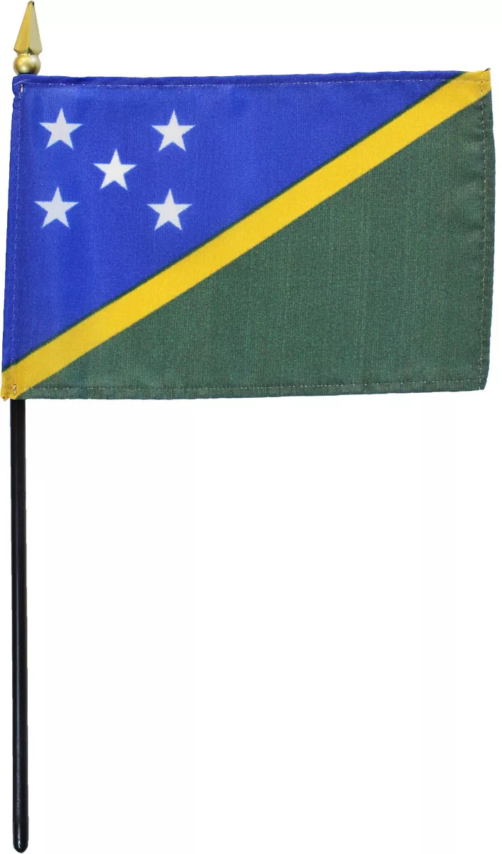 Solomon Islands - 4"X6" Stick Flag - 4" x 6", Without Fringe