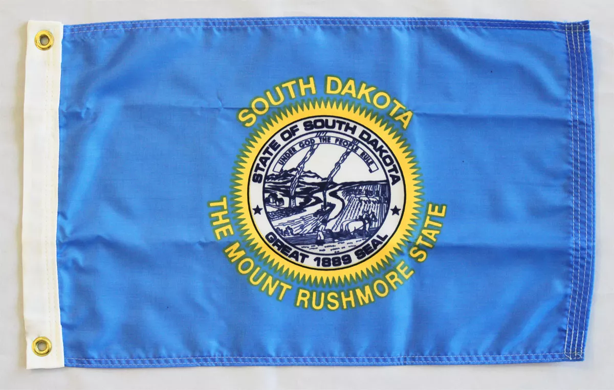 South Dakota - 12"X18" Nylon Flag - Nylon, Without Fringe, Grommets, Dyed