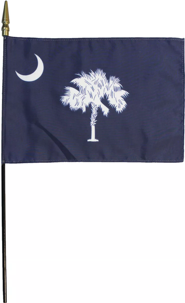 South Carolina - 8"X12" Stick Flag - 8" x 12", Without Fringe