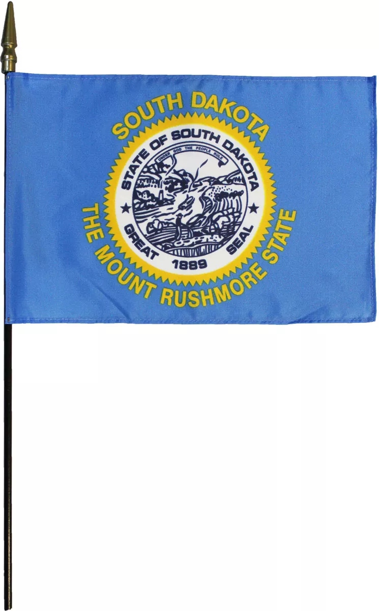 South Dakota - 8" x 12" Stick Flag - 8" x 12", Without Fringe