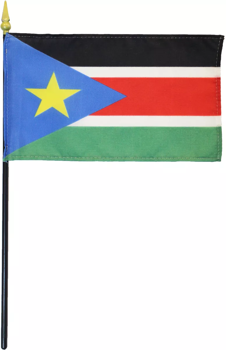 South Sudan, Republic of - 4"X6" Stick Flag - 4" x 6", Without Fringe