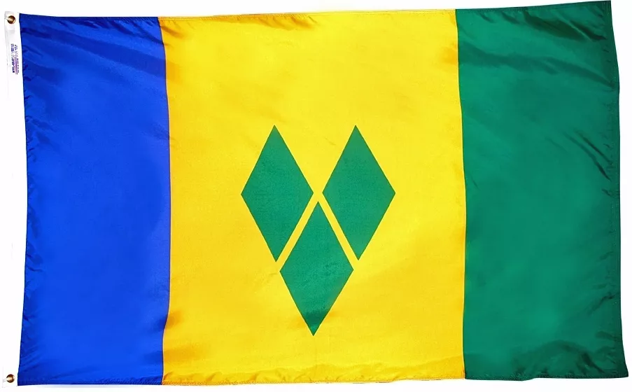 St. Vincent and the Grenadines - 5'X8' Nylon Flag - Nylon, Without Fringe, Grommets