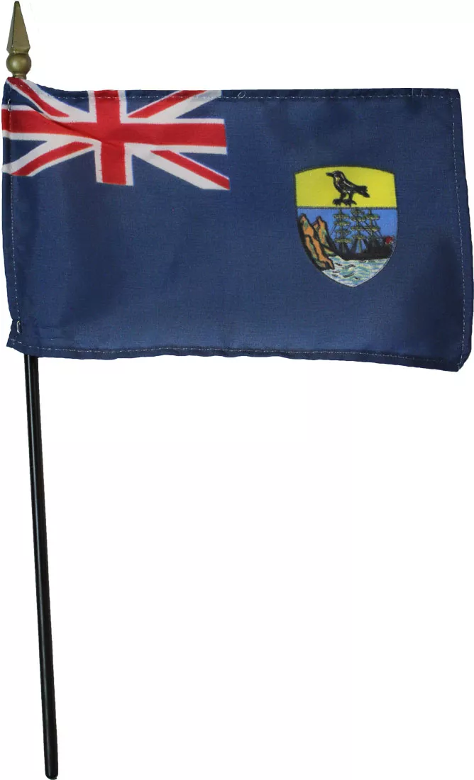 St. Helena - 4"X6" Stick Flag - 4" x 6", Without Fringe