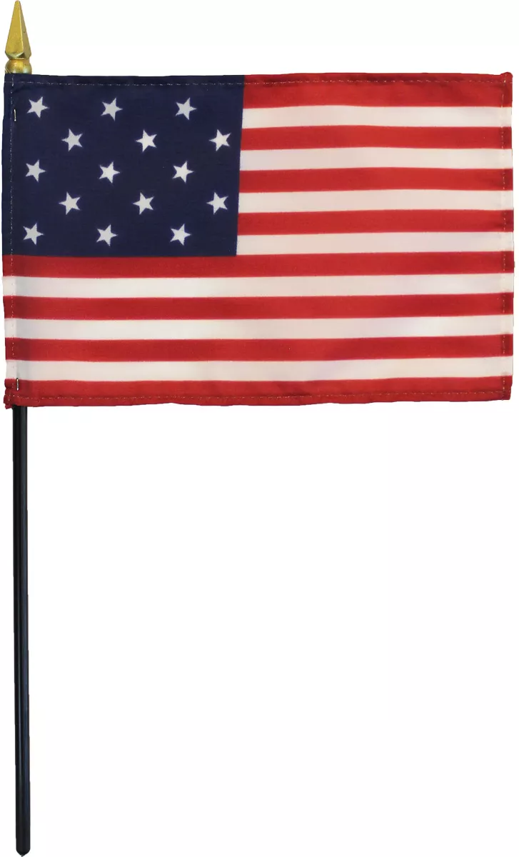 Star-Spangled Banner - 4"X6" Stick Flag - 4" x 6", Without Fringe