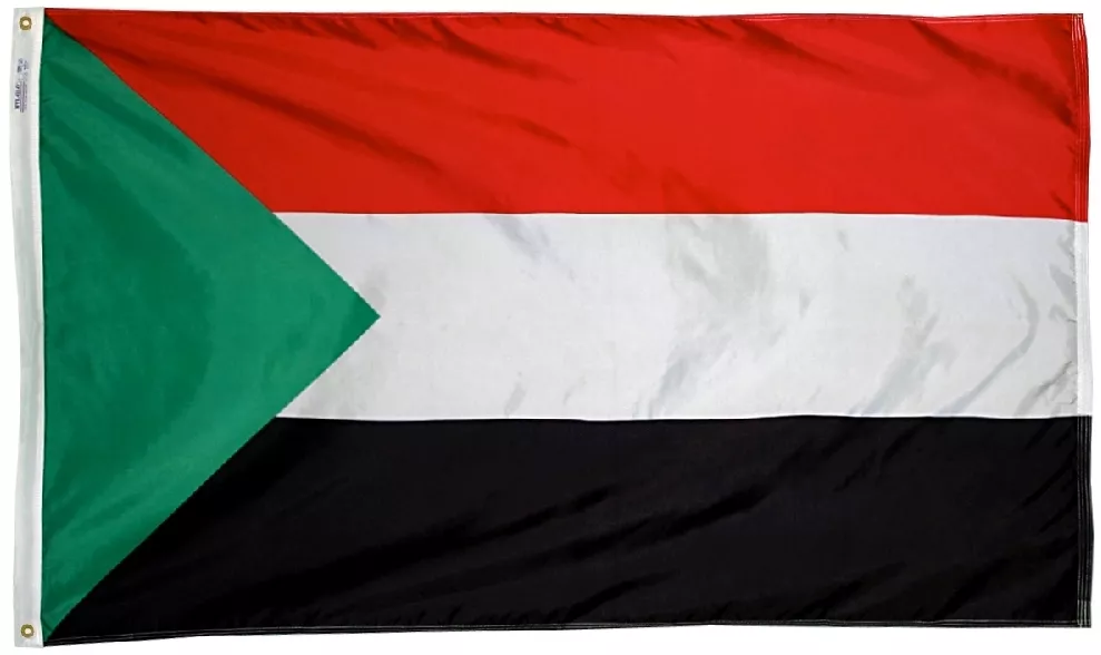 Sudan - 2'X3' Nylon Flag - Nylon, Without Fringe, Grommets