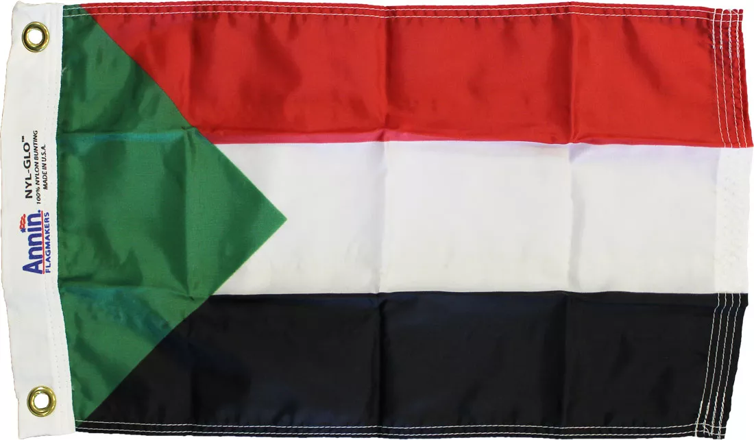 Sudan - 12"X18" Nylon Flag - Nylon, Without Fringe, Grommets