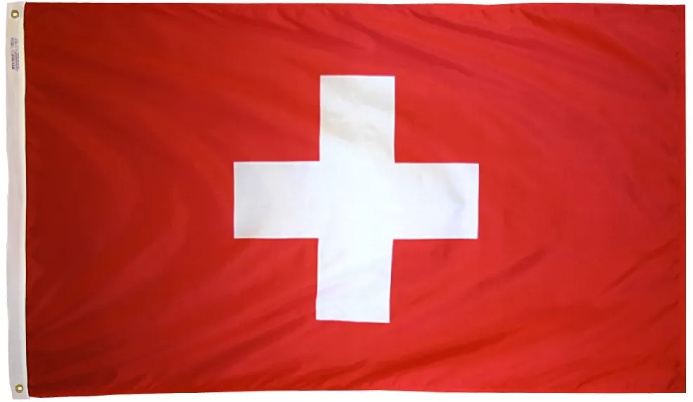 Switzerland - 4'X6' Nylon Flag - Nylon, Without Fringe, Grommets