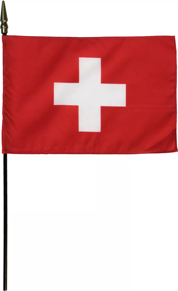 Switzerland - 8"X12" Stick Flag - 8" x 12", Without Fringe