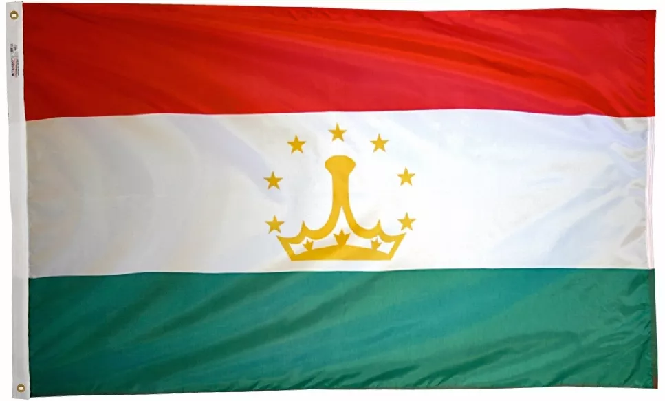 Tajikistan - 5'X8' Nylon Flag - Nylon, Without Fringe, Grommets
