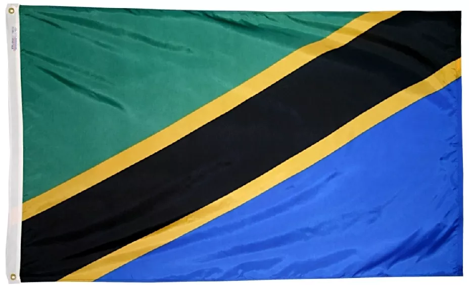 Tanzania - 5'X8' Nylon Flag - Nylon, Without Fringe, Grommets