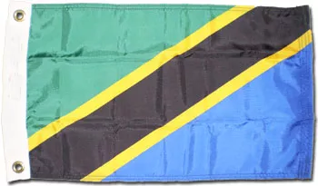 Tanzania - 12" x 18" Nylon Flag - Nylon, Without Fringe, Grommets