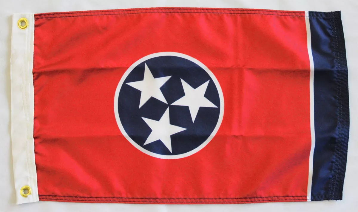 Tennessee - 12"X18" Nylon Flag - Nylon, Without Fringe, Grommets, Dyed