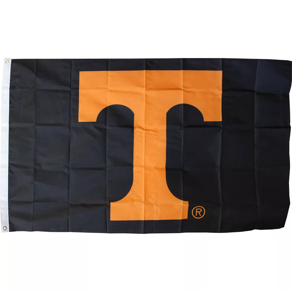 University of Tennessee - 3' x 5' NCAA Polyester Flag (Black Background) - Medium Knit Polyester, 3' x 5', Without Fringe, Grommets, Dyed