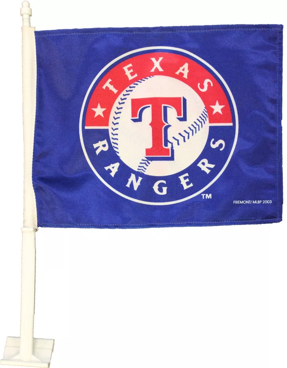 Texas Rangers Car Flag - 11.5" x 14.5", Without Fringe