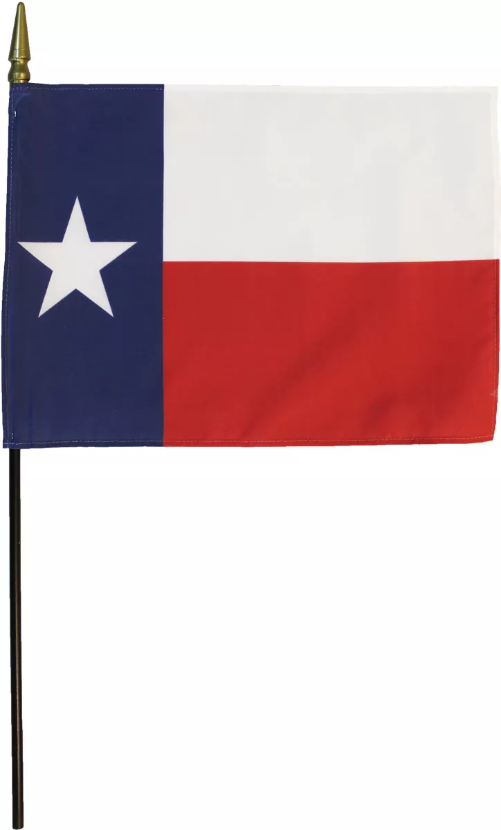 Texas - 8"X12" Stick Flag - 8" x 12", Without Fringe
