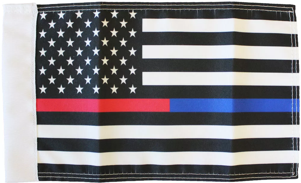 Thin Red/Blue Line (USA) - 5.5" x 8.5" Motorcycle Flag - 5.5" x 8.5", Without Fringe