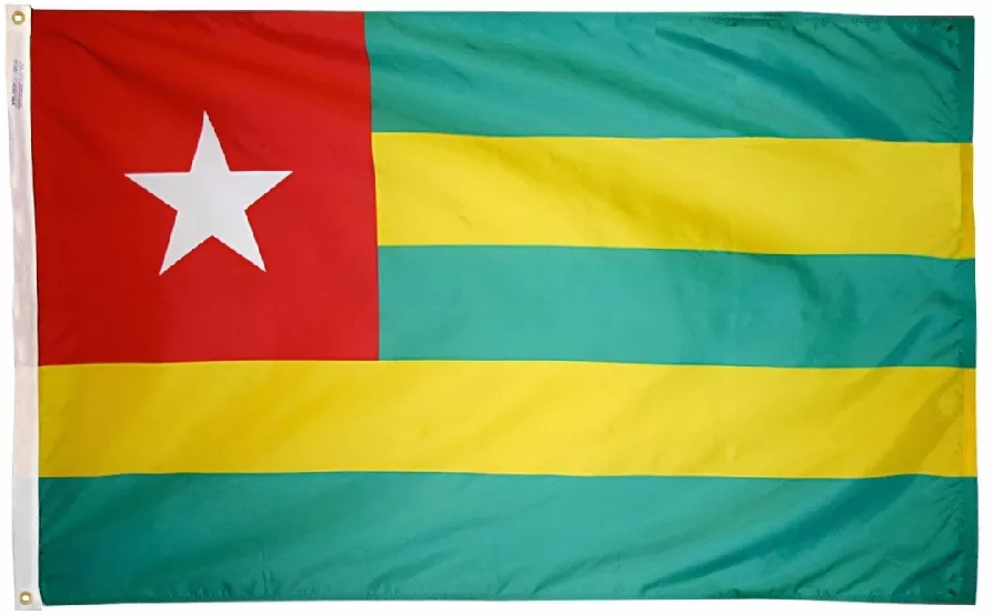Togo - 5'X8' Nylon Flag - Nylon, Without Fringe, Grommets