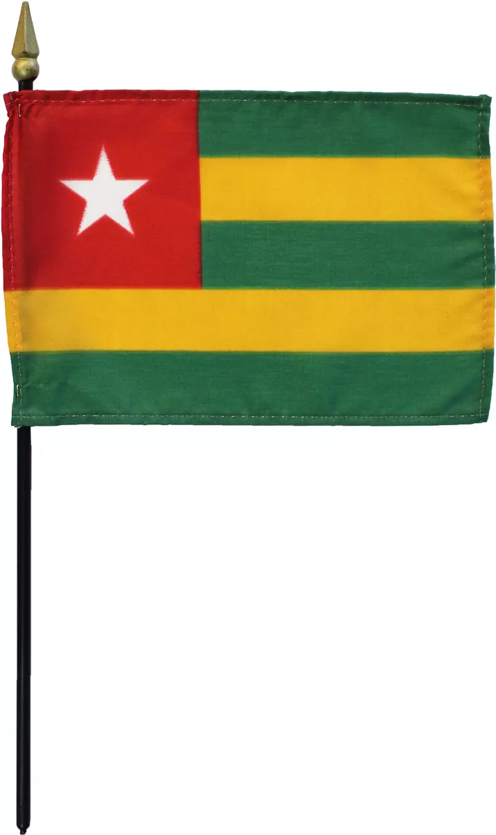 Togo - 4"X6" Stick Flag - 4" x 6", Without Fringe