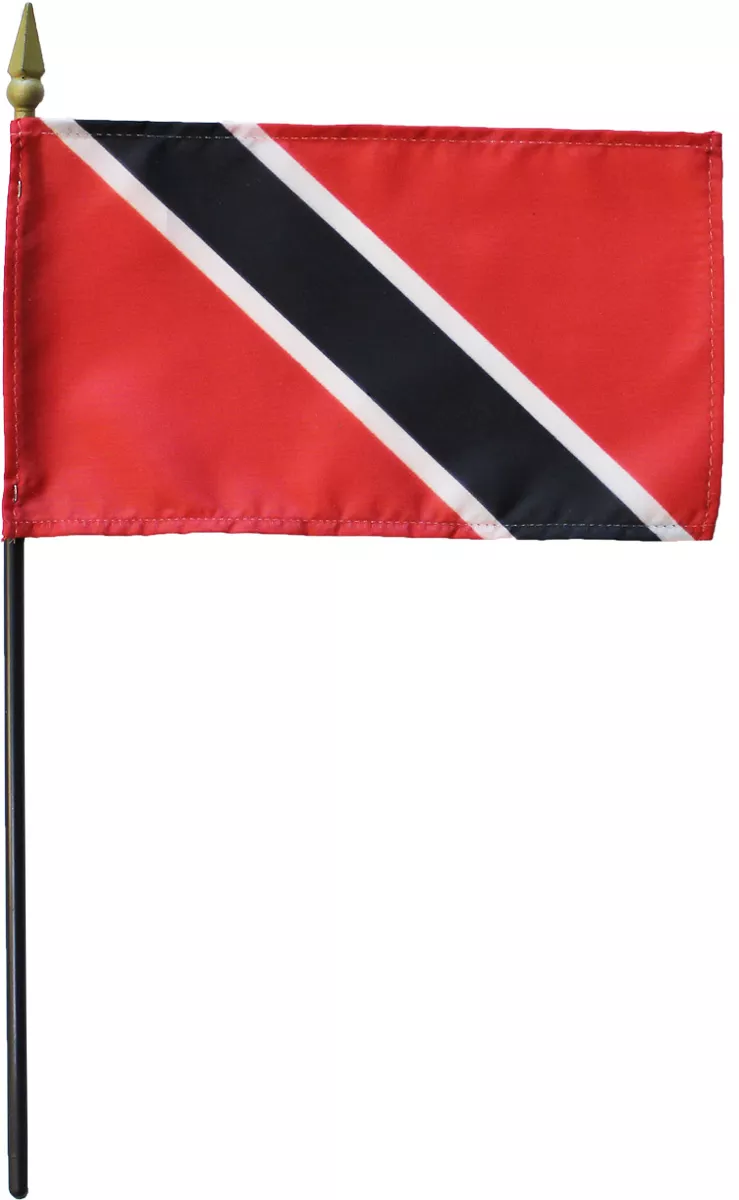 Trinidad and Tobago - 4"X6" Stick Flag - 4" x 6", Without Fringe