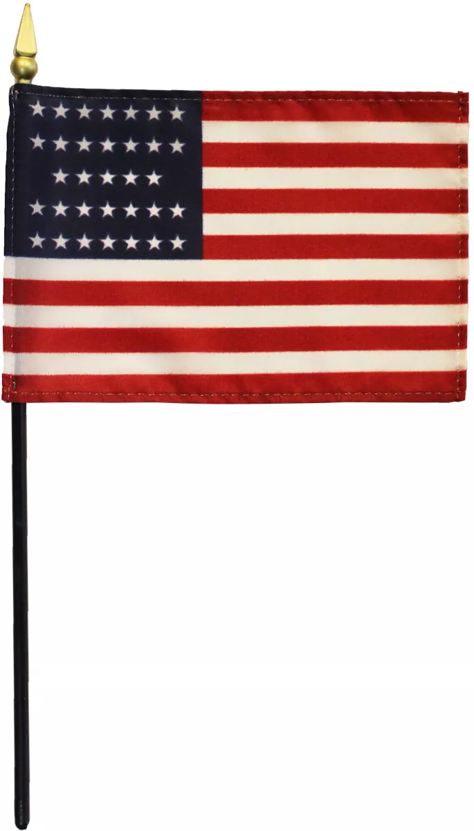 USA (33-Stars) - 4"X6" Stick Flag - 4" x 6", Without Fringe