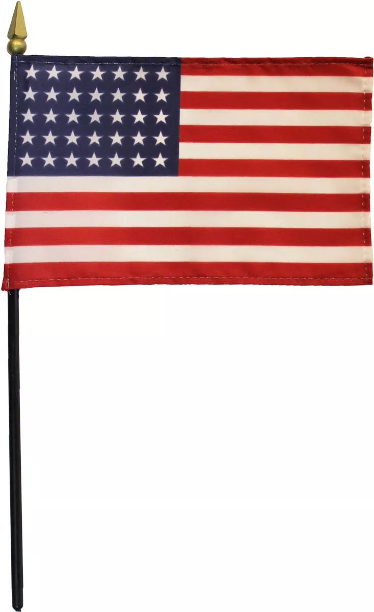 USA (35-Stars)  - 4"X6" Stick Flag - 4" x 6", Without Fringe