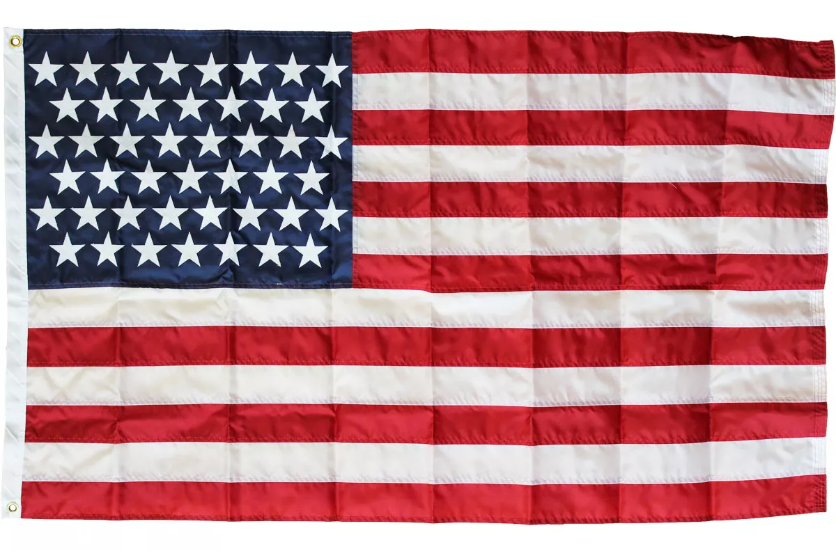 USA (45-Star) - 3'X5' Nylon Flag (Sewn) - Nylon, 3' x 5', Without Fringe, Grommets, Sewn / Embroidered, Sewn
