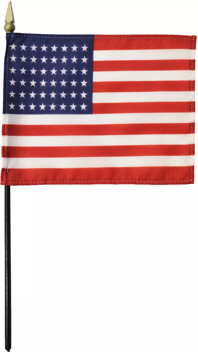 USA (48-Stars) - 4"X6" Stick Flag - 4" x 6", Without Fringe