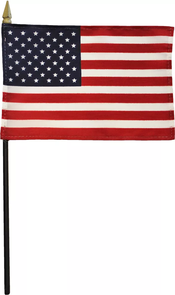 USA - 4"X6" Stick Flag - 4" x 6", Without Fringe