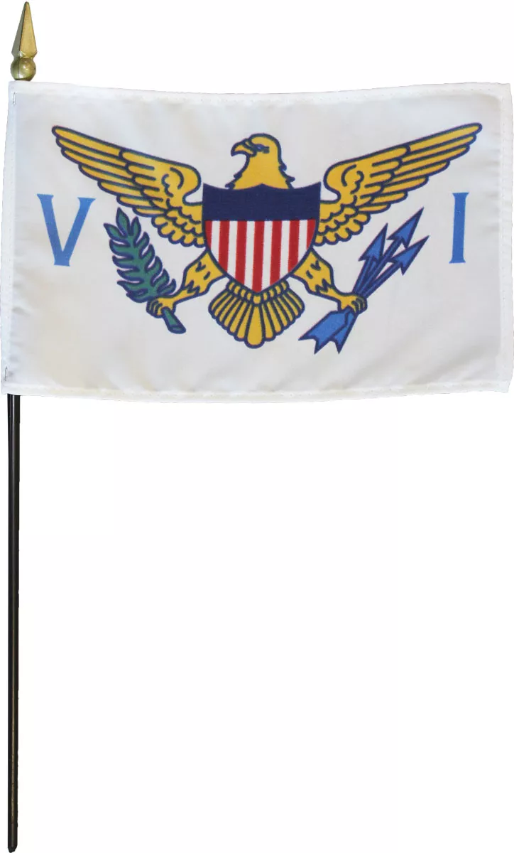 US Virgin Islands - 4"X6" Stick Flag - 4" x 6", Without Fringe