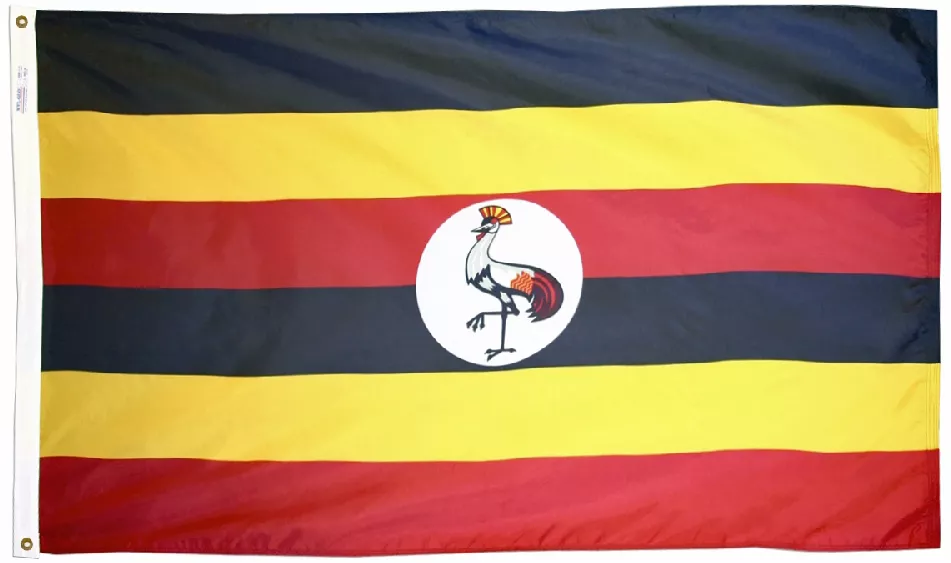 Uganda - 3'X5' Nylon Flag - Nylon, 3' x 5', Without Fringe, Grommets