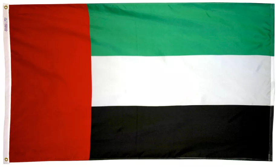 United Arab Emirates - 3'X5' Nylon Flag - Nylon, 3' x 5', Without Fringe, Grommets