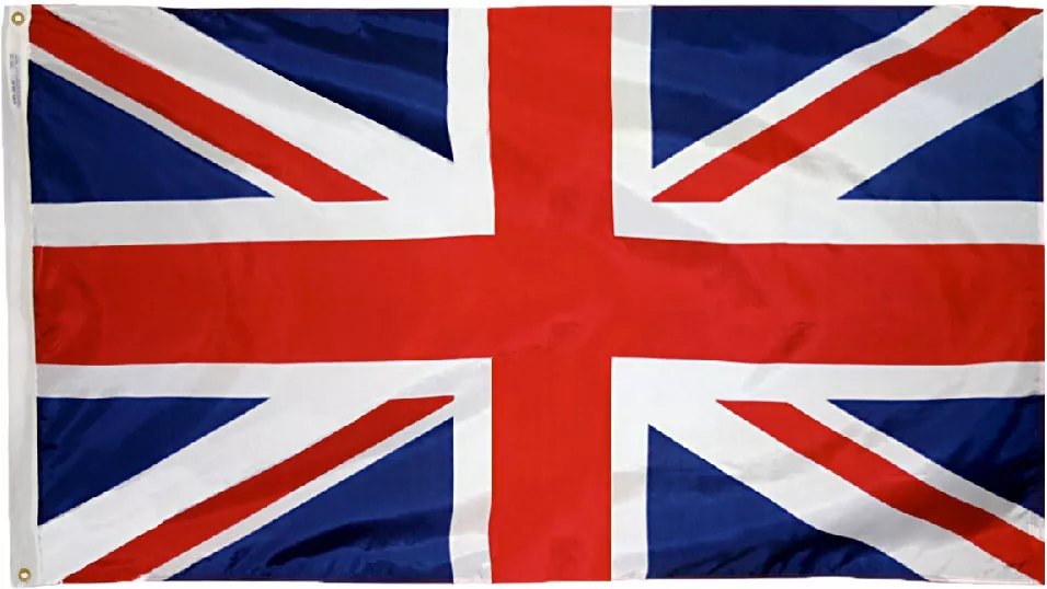 United Kingdom - 2'X3' Nylon Flag - Nylon, Without Fringe, Grommets