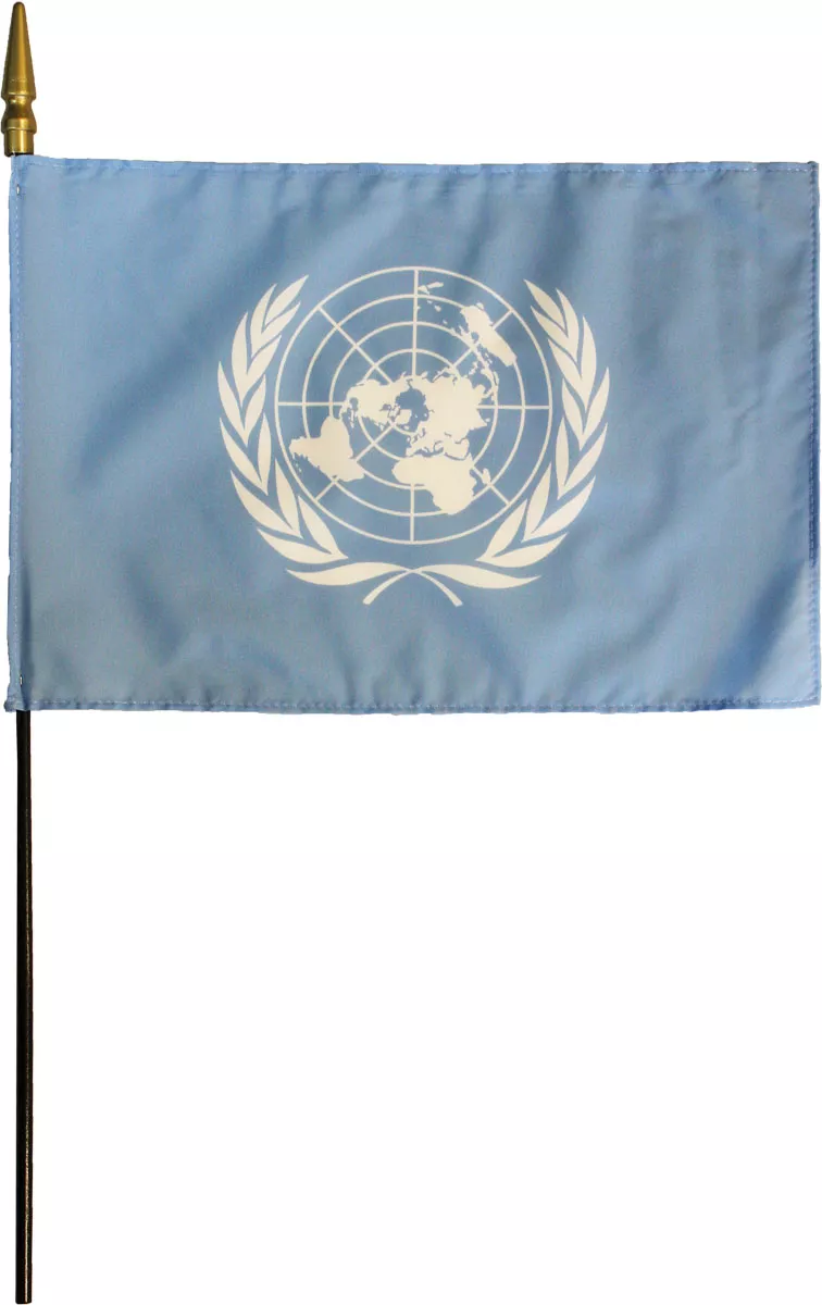 United Nations - 8"X12" Stick Flag - 8" x 12", Without Fringe