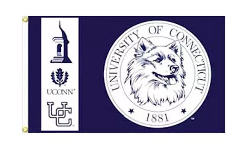 University of Connecticut - 3'X5' NCAA Polyester Flag - Medium Knit Polyester, 3' x 5', Without Fringe, Grommets