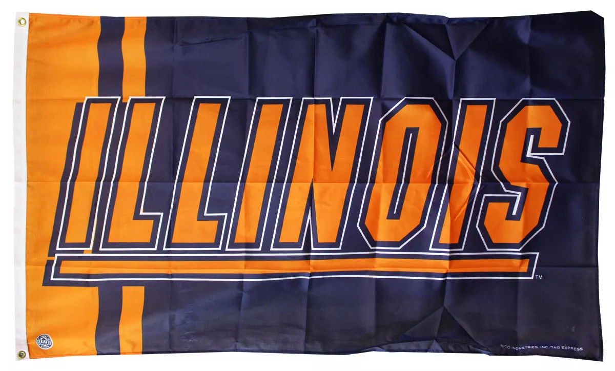 University of Illinois - 3' x 5' NCAA Polyester Flag - Medium Knit Polyester, 3' x 5', Without Fringe, Grommets, Dyed