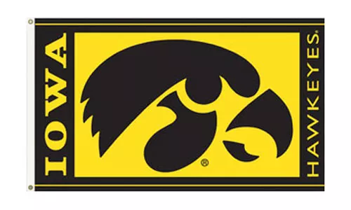 University of Iowa - 3' x 5' NCAA Polyester Flag - Medium Knit Polyester, 3' x 5', Without Fringe, Grommets, Dyed